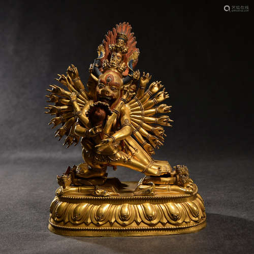 A Chinese Gild Copper Yamantaka Statue