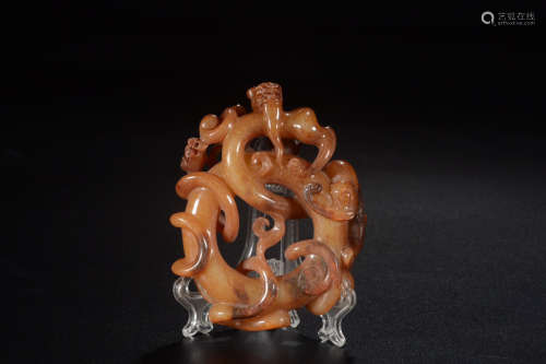 A Chinese Carved Shoushan Stone Arhat Ornament