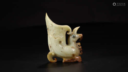 A Chinese Carved Hetian Jade Bird Shaped Cup