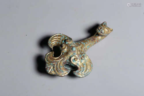 A Chinese Gild Bronze Belt Hook