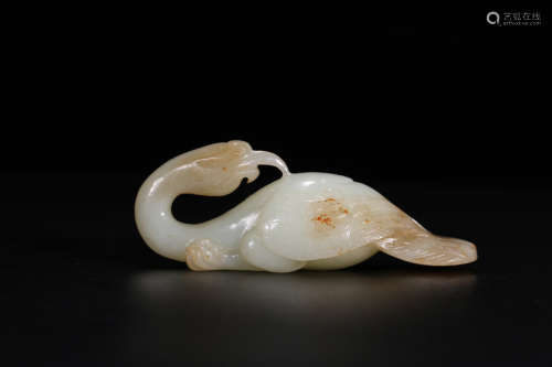 A Chinese Carved Hetian Jade phoenix Ornament