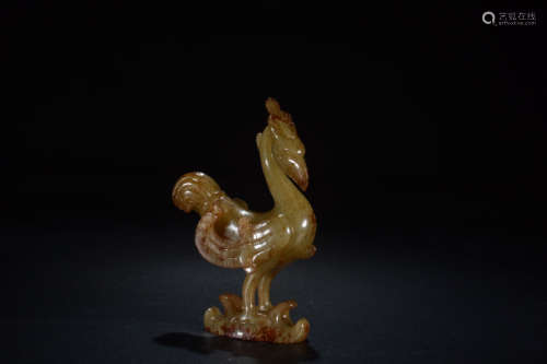 A Chinese Carved Gaogu Jade Xuan phoenix Ornament