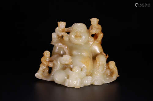 A Chinese Carved Hetian Jade Maitreya Ornament