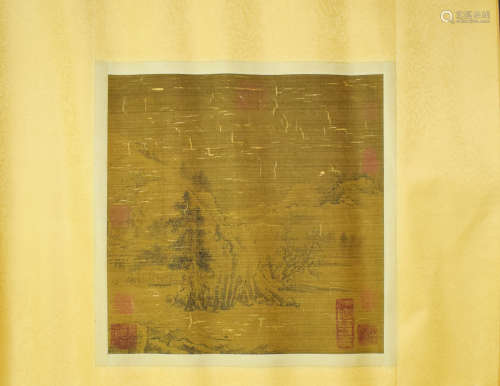 A Chinese Landscape Painting Silk Scroll