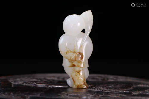 A Chinese Carved Hetian Jade Boy Ornament