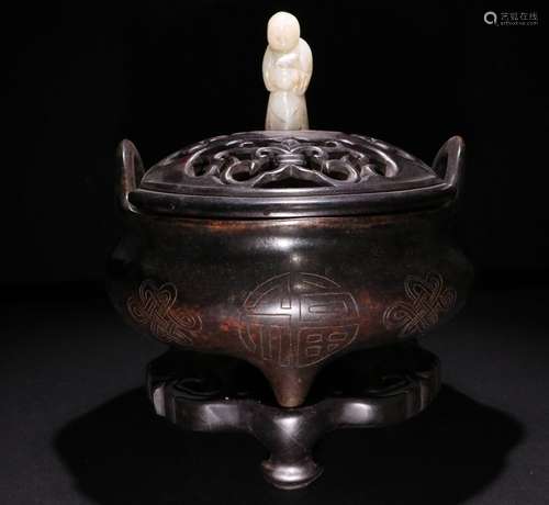 A CHINESE BRONZE INCENSE BURNER