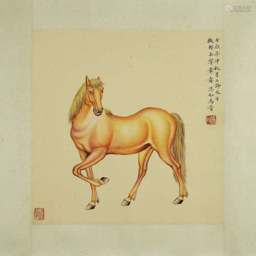 A Chinese Red Horse Painting