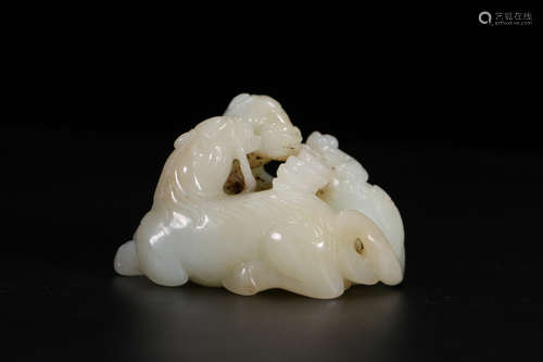 A Chinese Carved Hetian Jade Horse Ornament