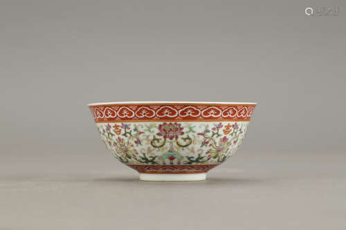 A Chinese Famille Rose Floral Porcelain Bowl