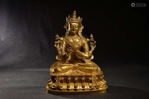 A Chinese Gild Copper Maitreya Statue