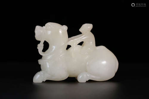 A Chinese Carved Hetian Jade Camel Ornament