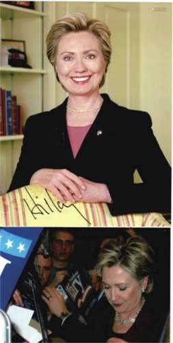 美国前国国务卿“希拉里”女士亲笔签名照片。