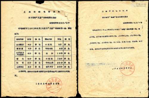 63年上海市邮电局发行邮票通知两份。