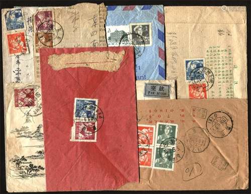 1956-58年普8邮票封一组7件。