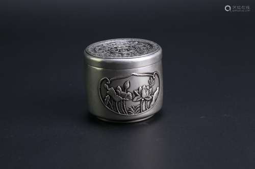 创汇时期 银质茶叶罐。