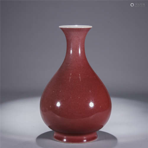“大清乾隆年制”款 红釉玉壶春瓶
