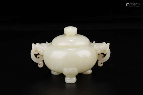 CHINESE CARVED HETIAN JADE POT