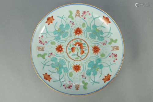 QIANLONG MARK, CHINESE FAMILLE ROSE PLATE