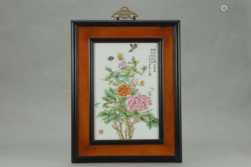 CHINESE FAMILLE ROSE PORCELAIN PLAQUE