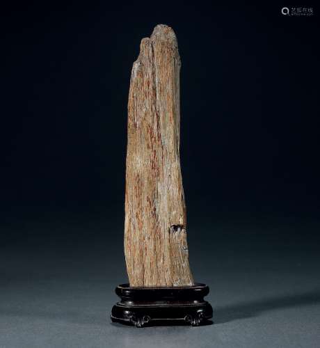 清·吴曼公旧藏木化石供石摆件