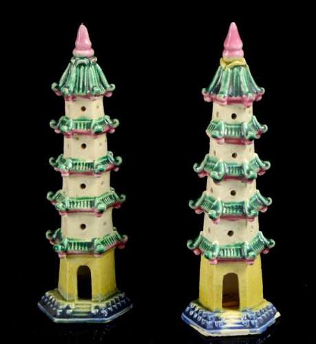 A pair of oriental, possible Chinese, pagodas date…