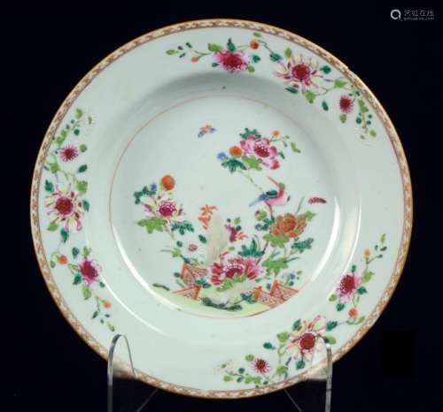 A Chinese famille rose soup plate with flowers, fe…