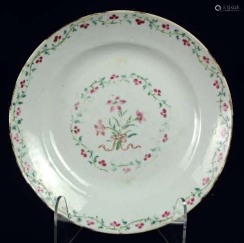 A Chinese famille rose plate with flowers, Qianlon…