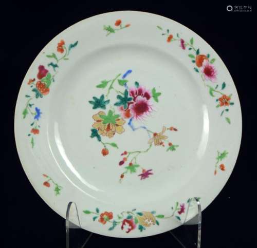 A Chinese famille rose plate with flowers, Qianlon…