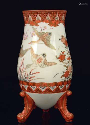 A Japanese Kutani porcelain vase, Meiji period, si…