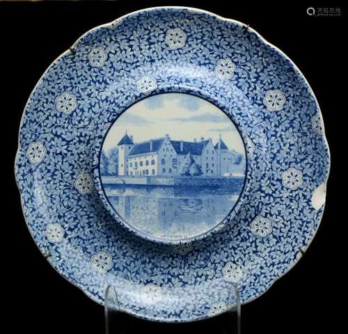 A large Swedish porcelain charger, Vegeholm castle…