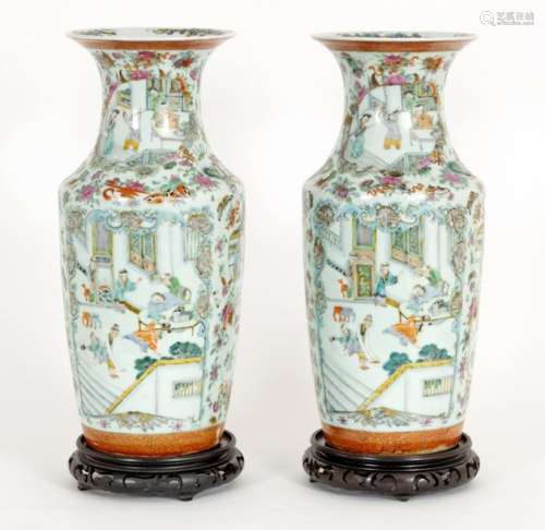 China, late 19th century Pair of Canton polychrome…