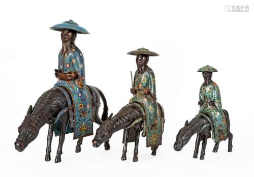 China, 20th Series of three sculptures in bronze, …