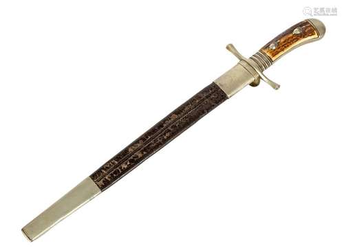 Hunting dagger mounted in nickel silver, handle wi…