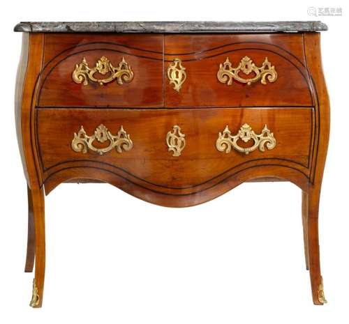 Small curved Louis XV style cherrywood chest of dr…