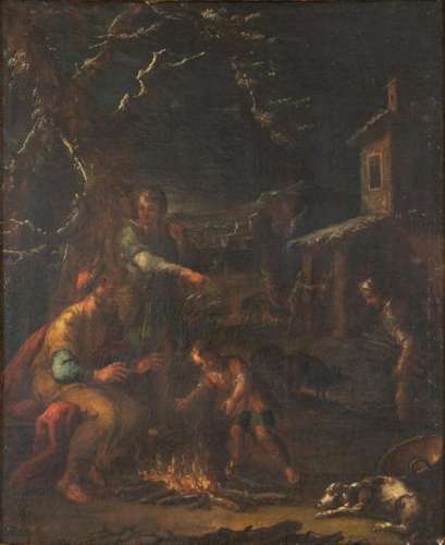 Italian School, circa 1700 Scene with shepherds Oi…