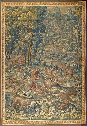 Falcon hunting scene Tapestry in wool Flemish work…