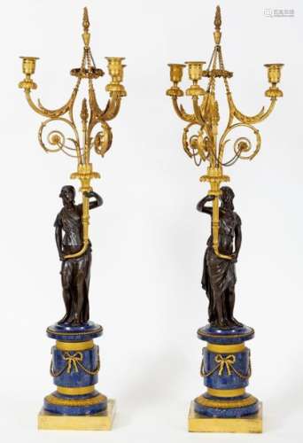 Pair of large Louis XVI style candelabra in bronze…