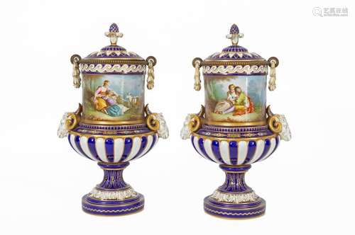 Pair of large vases and their lids in the Louis XV…