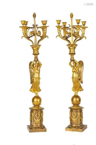 Pair of large Empire style candelabra in the shape…