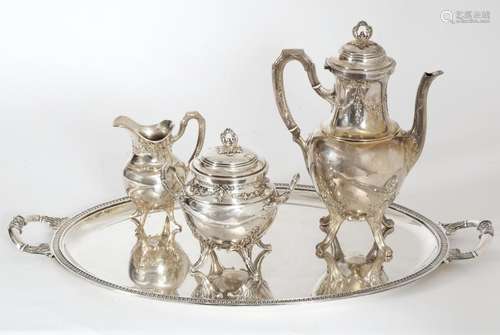 Louis XVI style silver 950/1000 quadripod coffee s…