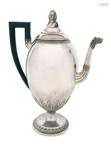 Large Empire style coffee pot in silver 833/1000 d…