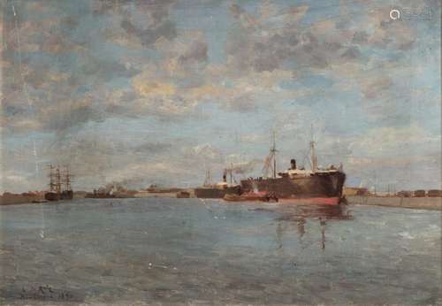 Eudes De RETZ (1856 1930) View of the port of Dunk…