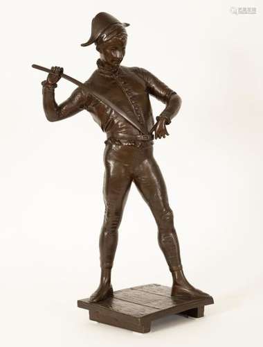 Paul DUBOIS (1829 1905) Harlequin Bronze with brow…