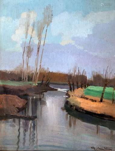 Giovanni LENTINI (1882 1955) View of a canal with …