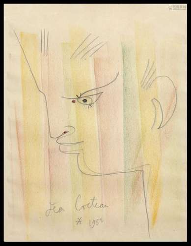 Jean COCTEAU (1889 1963) Young man's head Lead pen…