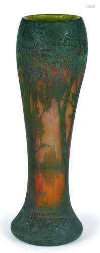 DAUM Nancy Large Art Nouveau style vase in acid et…