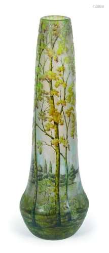 DAUM Nancy Large Art Nouveau style vase in acid et…