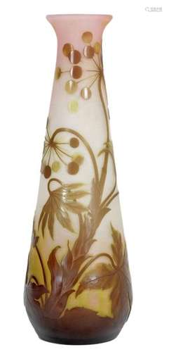 GALLÉ Nancy Large Art Nouveau style vase in acid e…