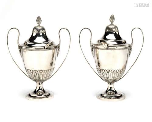 Two Dutch silver chestnut vases, including two spo…