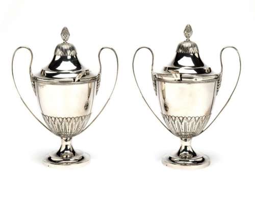 Two Dutch silver chestnut vases, including two spo…